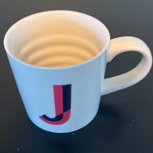 NWT OPALHOUSE Letter "J ” Monogram Initial Purple & Metallic Gold Ribbed Mug - Picture 2 of 7